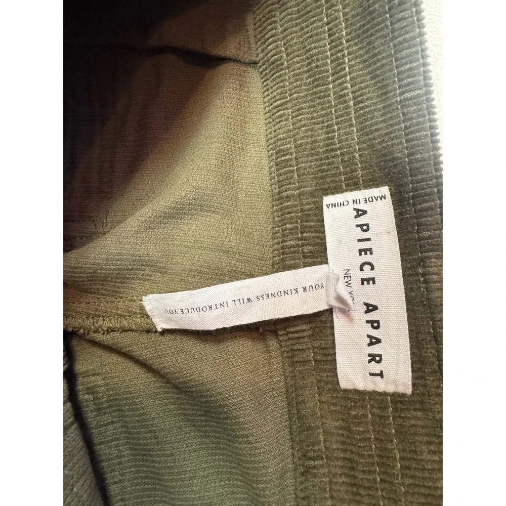 APIECE APART Slim Martson Corduroy‎ Pants High Waisted Olive Green Sz 4 Academia